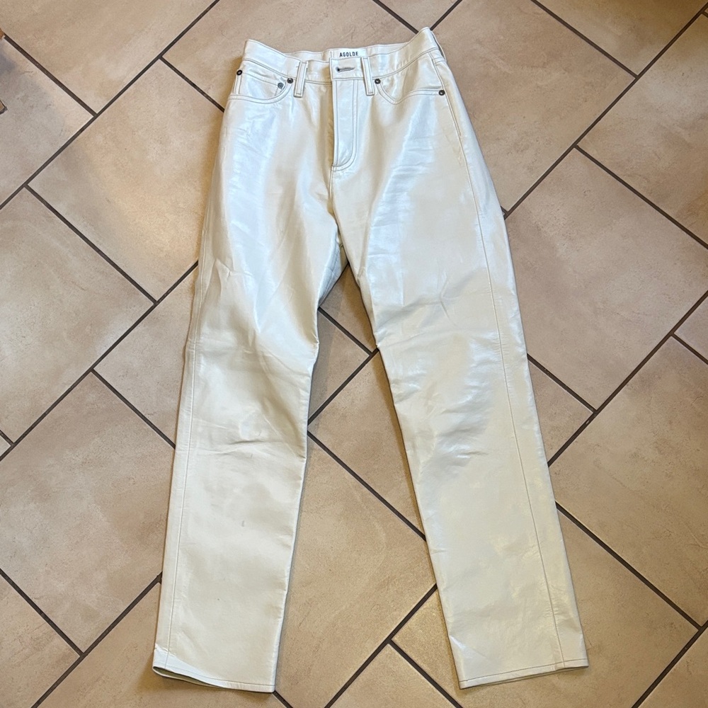 Agolde Leather pants cream size 23 as is